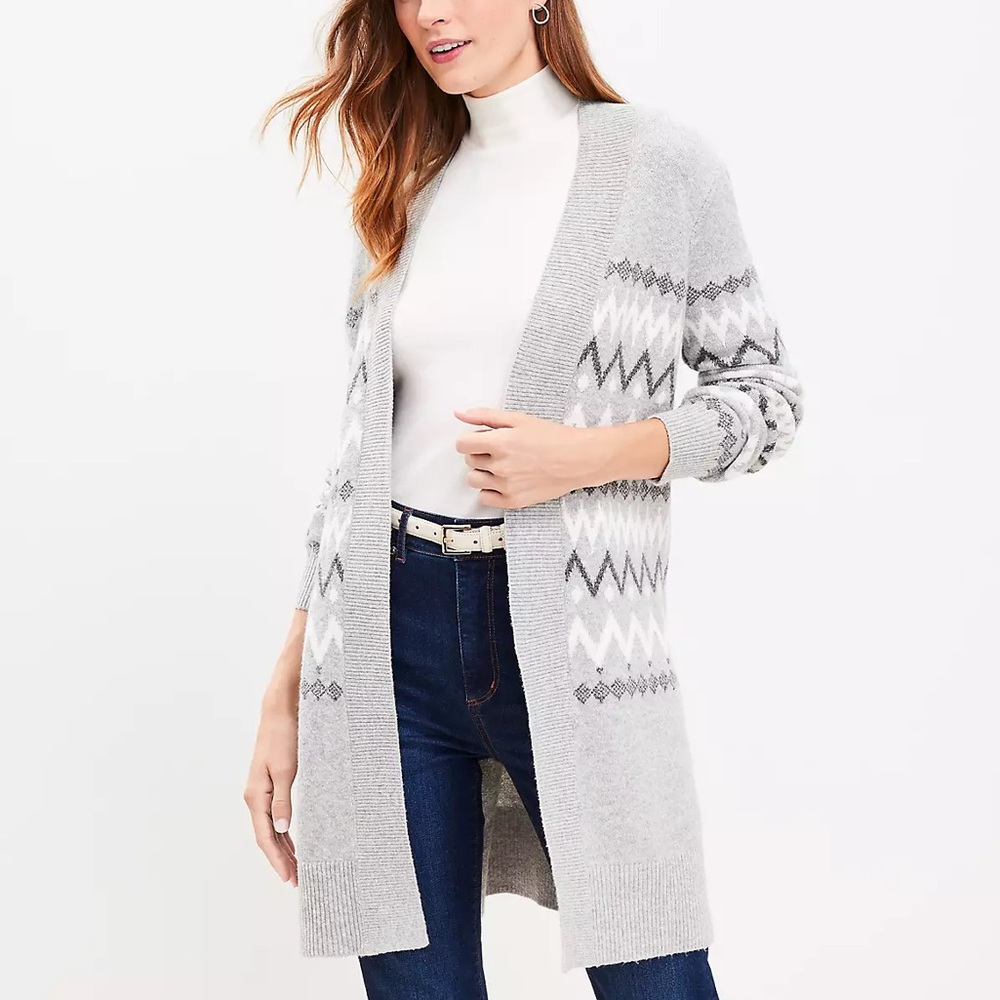 Loft comfy oversized fair isle open cardigan L